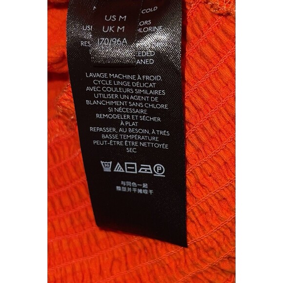 Anthropologie Shirt Doleman Sleeve Smocked Cuffs & Waist Orange Women’s Size M - Picture 3 of 8